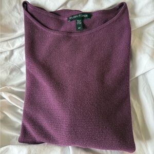 Eileen Fisher Silk Blend Bateau Neck Top featuring Fun Short Sleeves | SP | PURP